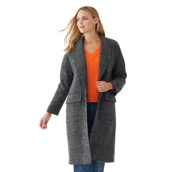 Scoop Women's Long Plaid Coat - Picture 3 of 6